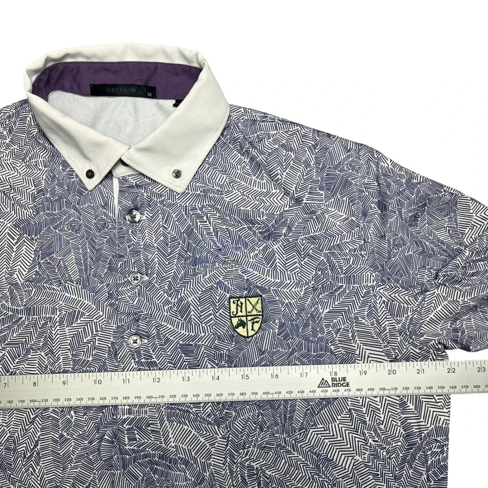 Greyson Polo Shirt Mens M purple White Geometric Hidden Wolf Performance Golf - Picture 6 of 8